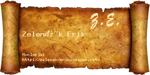 Zelenák Erik névjegykártya